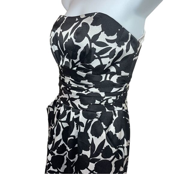 DAVID’S BRIDAL Strapless Black & White Floral Cocktail Dress - Picture 3 of 9